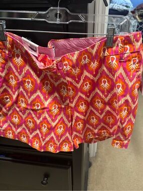 crown & ivy Pink and Orange Ikat Button-Front Shorts